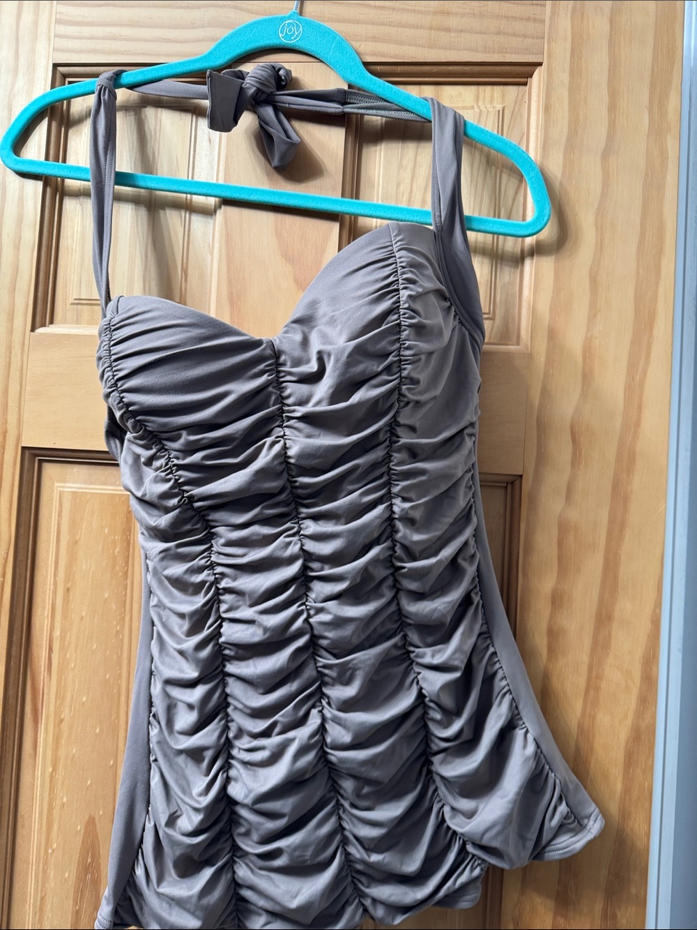 DKNY Taupe Ruched Tankini